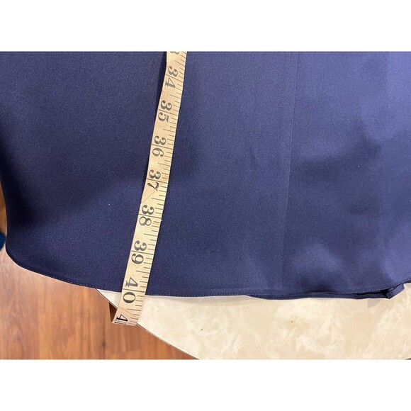 ARMANI COLLEZIONI Navy Blue 100% Silk Wrap Top Knee Length Italy Dress Sz 14 - Picture 9 of 10